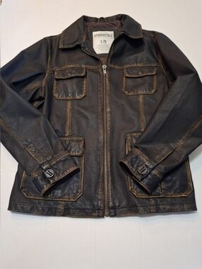 vintage leather jacket AEROPOSTALE patina motorcycle MAD MAX coat y2k Large